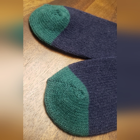 Eddie Bauer Merino Wool Boot Crew Socks - Men's One Size, Navy with Green Accent - Picture 5 of 6
